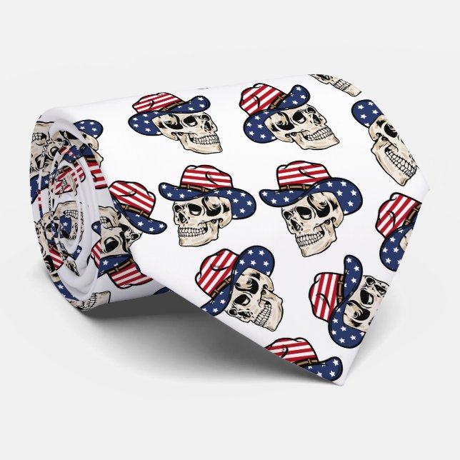 kühne American Cowboy Skull Krawatte (Gerollt)