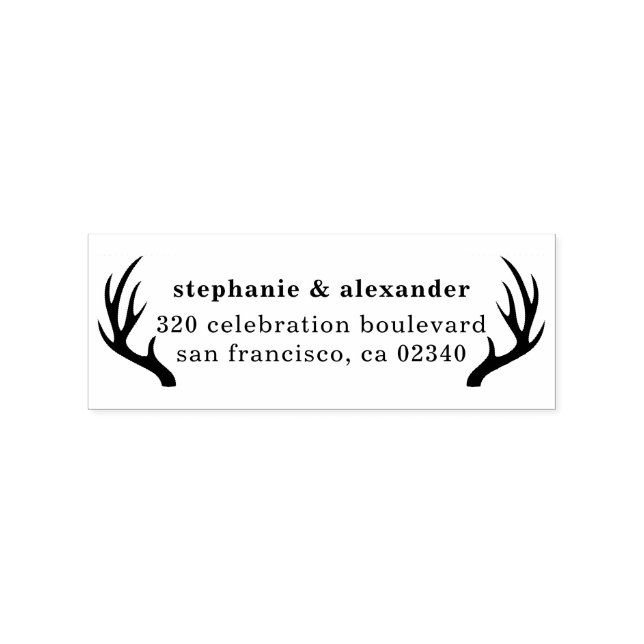 kühne Antlers Country Wedding Names Rücksendeadres Gummistempel (Prägung)