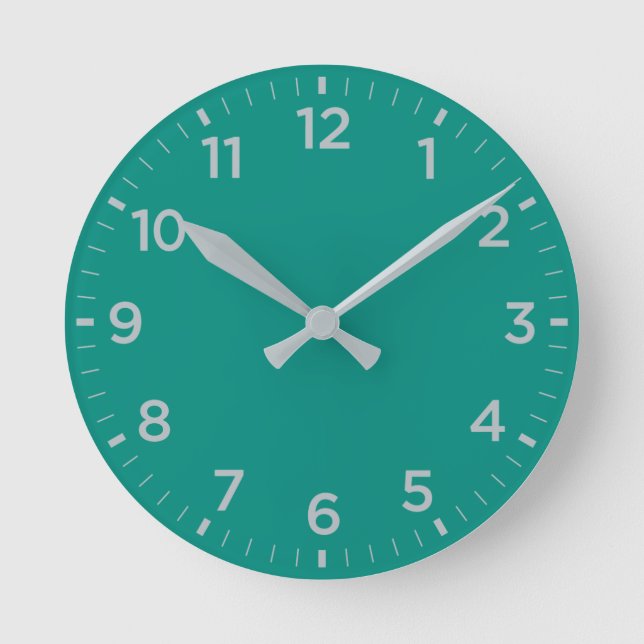 Kühne Aquamarine Cyan Grau Minimalistische Rundwan Runde Wanduhr (Vorderseite)
