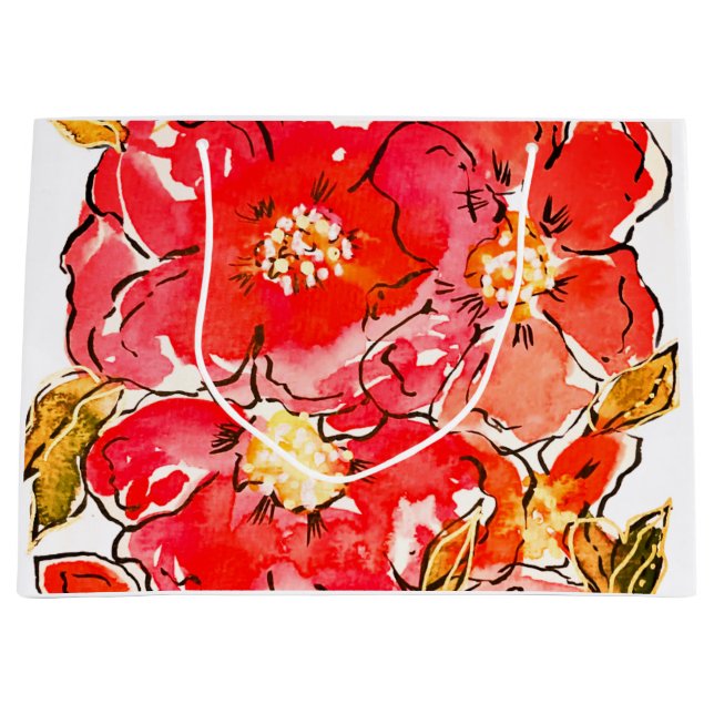 Kühne Aquarellblüten Große Geschenktüte (Vorderseite)