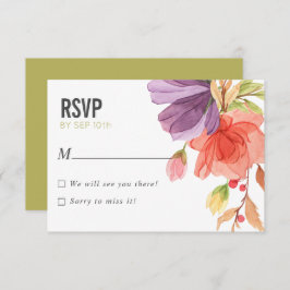 Kühne Aquarellfarben Wildblumen Grüne Hochzeit RSV Einladung