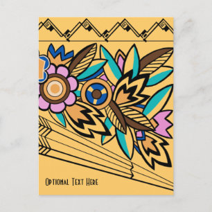 Kühne Art Deco Blumen in Aprikot Postkarte