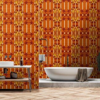 Kühne Art Deco Tapete in Orange