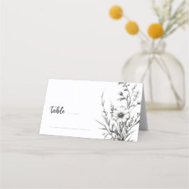 kühne B&W-Wildblumen Platzkarte