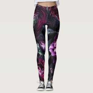 Kühne Blumen im verzauberten schwarzen Blumengarte Leggings