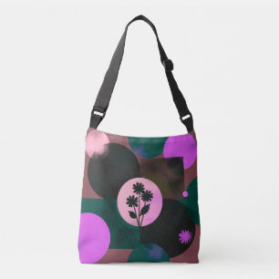 Kühne Blumen-Tasche im Kreisformat – Moderne abstr Tragetaschen Mit Langen Trägern