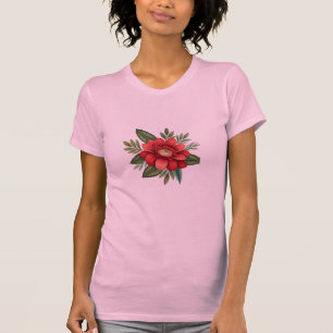 "Kühne Blüten – Abstrakte rote Blume T-Shirt" T-Shirt