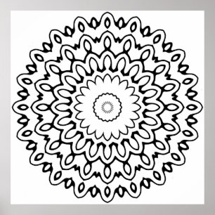 Kühne Blütenwelle-Mandala mit ausstrahlenden Schla Poster