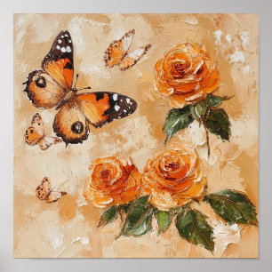 Kühne botanische Rose Kunstwerk Zimmer Makeover Poster