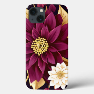 kühne Burgundy-Gold-Blätter und florale Case-Mate iPhone Hülle