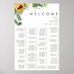 Kühne Country Sunflower Alphabetische Sitzplätze Poster