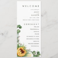 Kühne Country Sunflower | Hochzeitsprogramm
