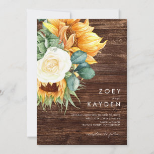 Kühne Country Sunflower   Holz in einer Hochzeit Einladung