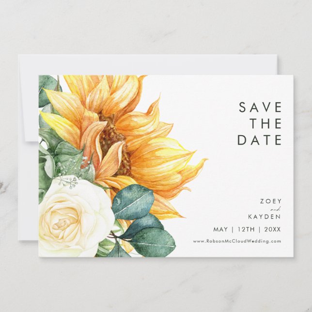 Kühne Country Sunflower | Horizontal Save The Date (Vorderseite)