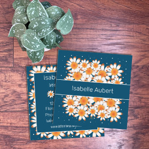 kühne Daisies Blue Floral Square Business Cards Quadratische Visitenkarte