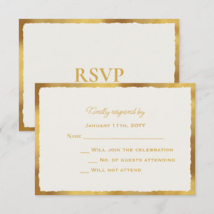 kühne Elegance Gold Edge Off White Wedding Respons RSVP Karte
