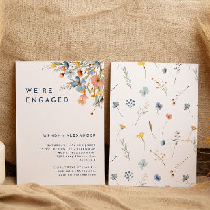 Kühne Elegant Floral Wir sind Verlobte Engagement Einladung
