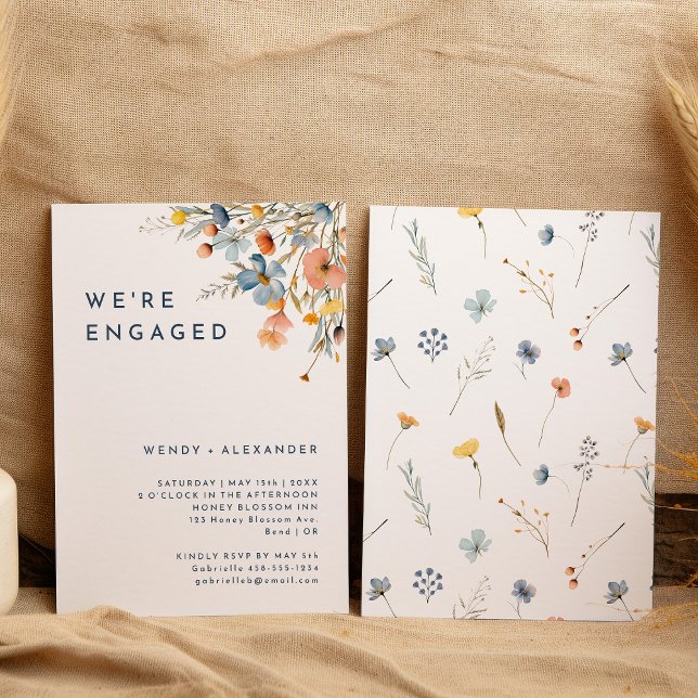 Kühne Elegant Floral Wir sind Verlobte Engagement  Einladung (Von Creator hochgeladen)