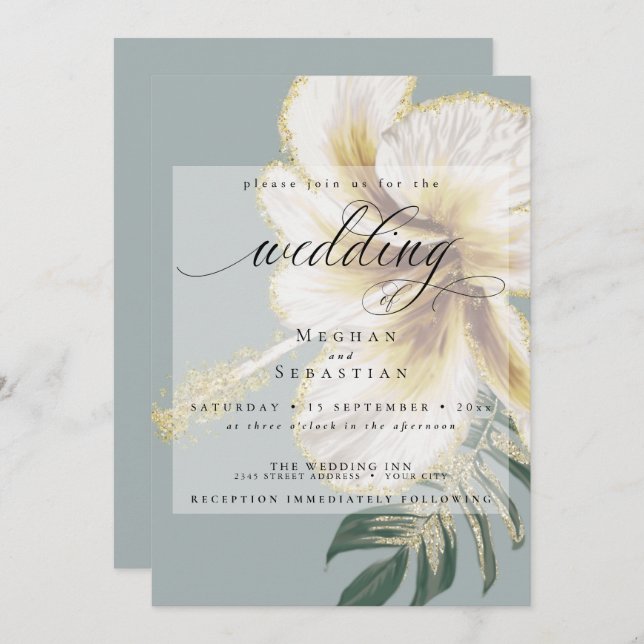 kühne, elegante, blassgelbe Elfenbeinblüte, blutig Einladung (Vorne/Hinten)