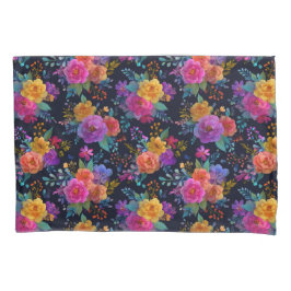 Kühne elegante Blume auf Vintagem Schwarzen Flor Kissenbezug