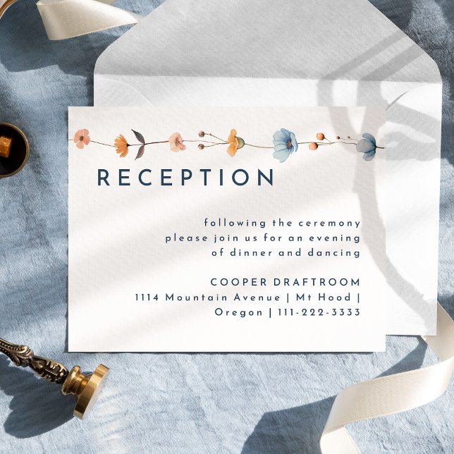 kühne, elegante Floral Wedding-Rezeption Begleitkarte (Von Creator hochgeladen)