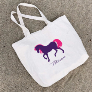 Kühne Elegante Tier Personalisiert Lila Rosa Pferd Jumbo Stoffbeutel