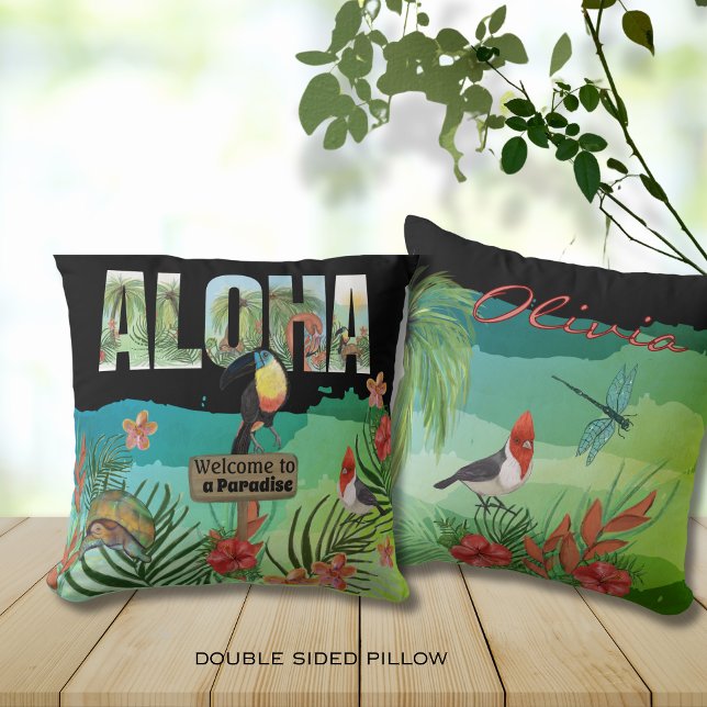 Kühne farbenfrohe Aloha Tropical Beauty doppelseit Kissen (Bold Colorful Aloha Tropical Beauty Double-Sided Throw Pillow)
