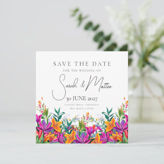 kühne farbenfrohe Blumensommer Chic Pink Hochzeit Save The Date