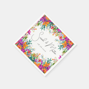 kühne farbenfrohe Blumensommer Chic Pink Hochzeit Serviette