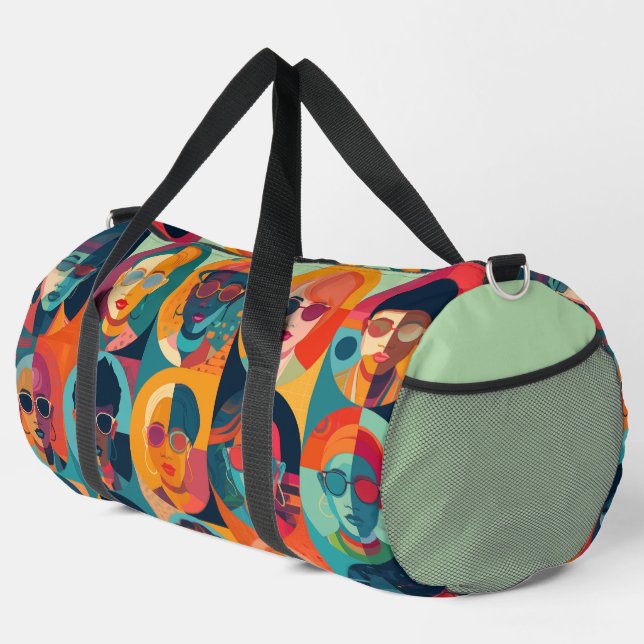 Kühne, farbenfrohe Gesichter, die Individualität f Duffle Bag (Rechte Ecke)