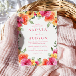 kühne farbenfrohe, lebendige Frühjahrsblütenhochze Einladung