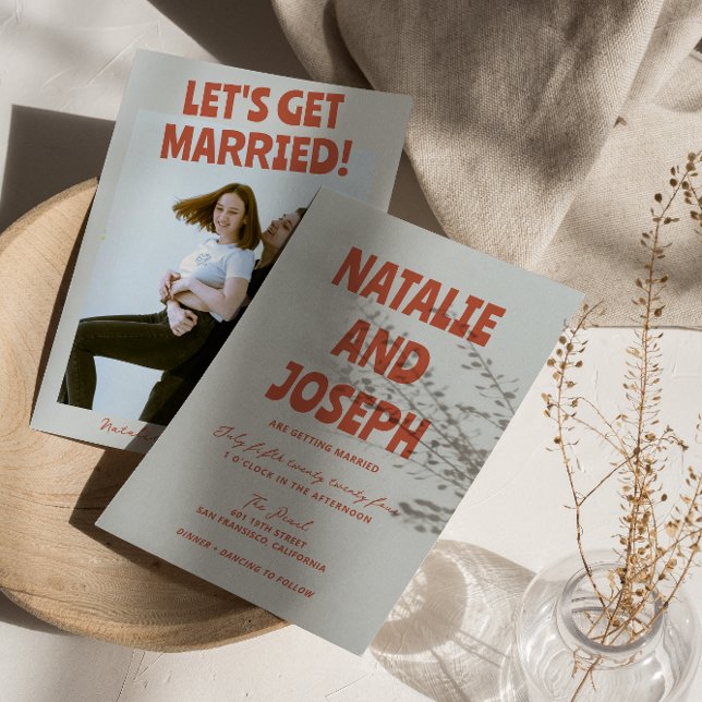 kühne farbenfrohe Retro Funky grelles Foto Hochzei Einladung (Von Creator hochgeladen)