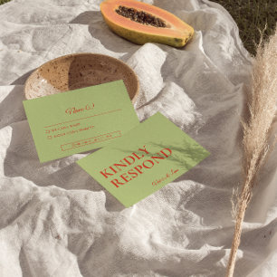 kühne farbenfrohe Retro Funky Moderne Hochzeit RSVP Karte