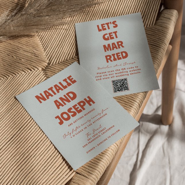 kühne farbenfrohe Retro Funky Unique QR Code Weddi Einladung (Von Creator hochgeladen)