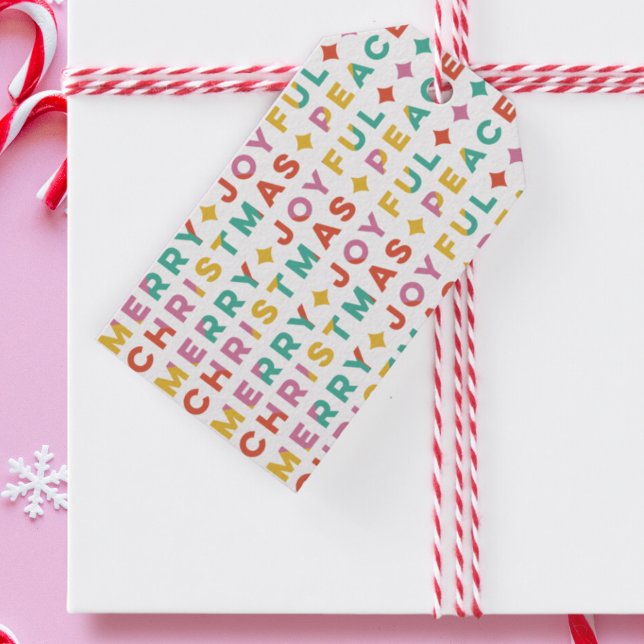 kühne farbenfrohe Weihnachten Geschenkanhänger (modern, bright, colorful typography Christmas gift tag)