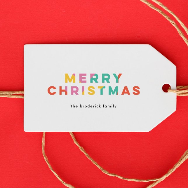 kühne farbenfrohe Weihnachten Geschenkanhänger (bright modern colorful Merry Christmas gift tag)