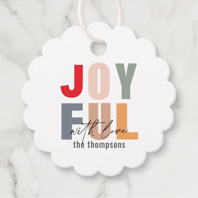 kühne farbenfrohe Weihnachtskalpe Geschenkanhänger (Vorderseite)