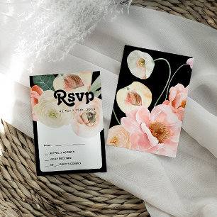 kühne, farbige Blüte   Black RSVP Card Karte