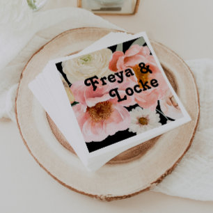 kühne, farbige Blüte Black Wedding Napkins Serviette
