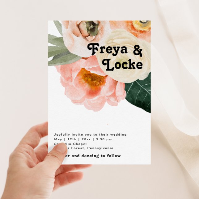 kühne, farbige Blüte | Monogramm des Lässigen Foto Einladung (Von Creator hochgeladen)