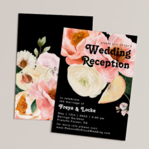 kühne, farbige Blüte Schwarze Hochzeit Einladung