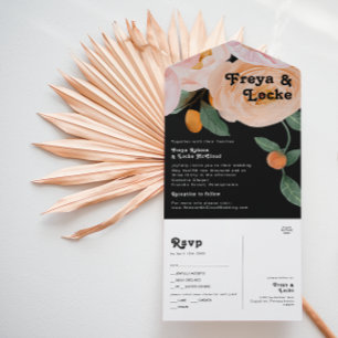 kühne, farbige Blüte Schwarzes Siegel und Senden All In One Einladung