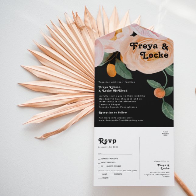 kühne, farbige Blüte | Schwarzes Siegel und Senden All In One Einladung (Von Creator hochgeladen)