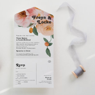 kühne, farbige Blüte Siegel und Senden All In One Einladung