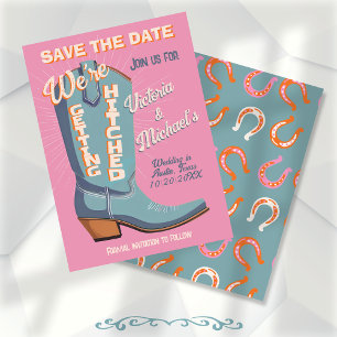kühne farbige Cowboy-Western Save the Date Boot Einladung