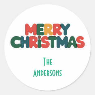 kühne farbige Weihnachtszeit der Neuen Typografie Runder Aufkleber