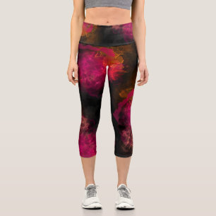 Kühne fiery Pink Coral Neon Alkohol Tinte Capri Leggings