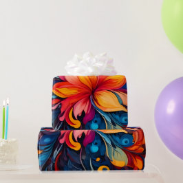 Kühne florale Abstraktion und psychedelische Blüte Geschenkpapier