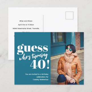 kühne Foto 40. Geburtstag Einladungspostkarte