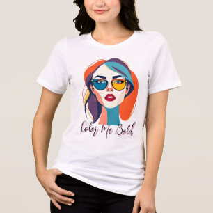 Kühne Frau mit farbenfroher Brille Tri-Blend Shirt